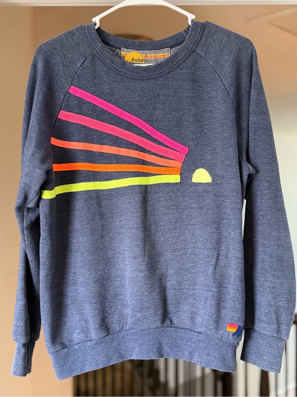 Aviator Nation Daydream Sunburst Crew Sweatshirt Navy Small